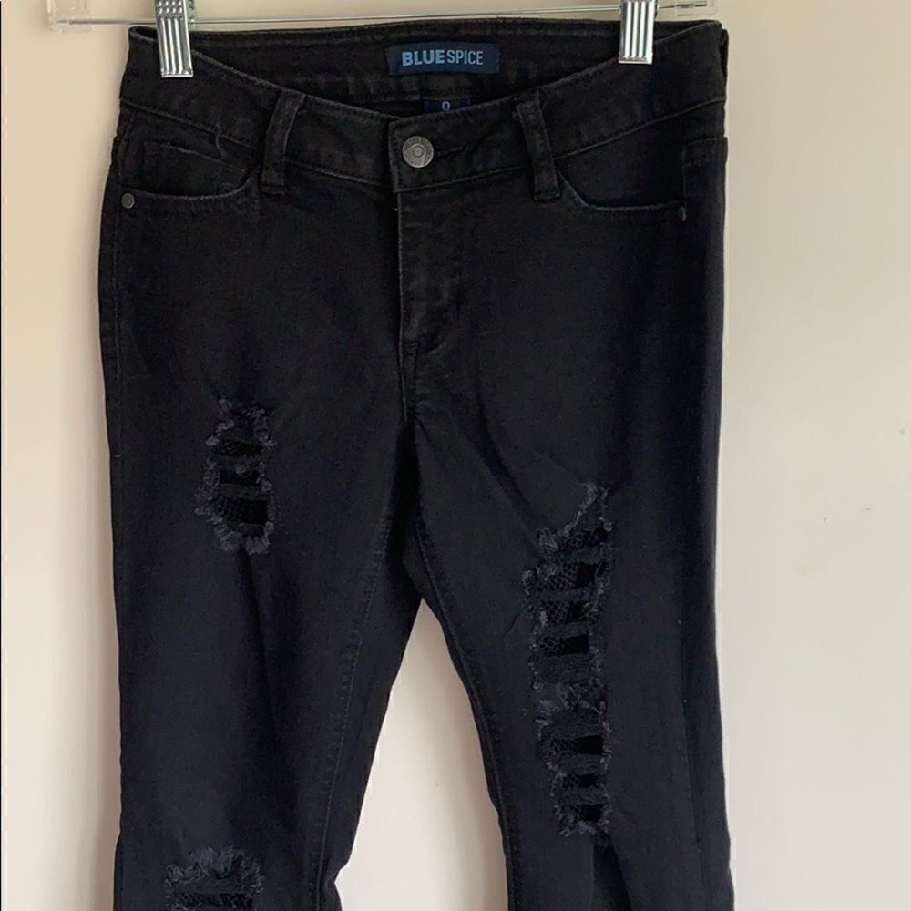 Mesh ripped jeans